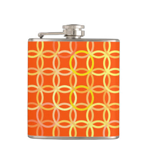 Mid-Century Moderne cirkels, mandarijn oranje Heupfles
