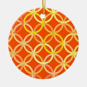 Mid-Century Moderne cirkels, mandarijn oranje Keramisch Ornament