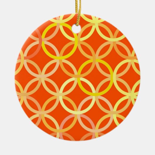 Mid-Century Moderne cirkels, mandarijn oranje Keramisch Ornament (Voorkant)