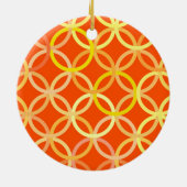 Mid-Century Moderne cirkels, mandarijn oranje Keramisch Ornament (Achterkant)