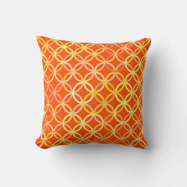 Mid-Century Moderne cirkels, mandarijn oranje Kussen (Voorkant)