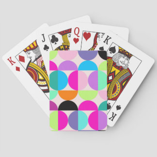 Mid Century Moderne Cirkels Patroon Kleurrijke Ret Pokerkaarten