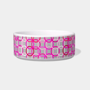 Mid-Century Moderne cirkels, roze, magenta en grij Voerbakje