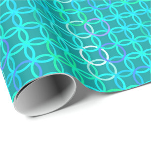 Mid-Century Moderne cirkels, turkooizen en aqua Cadeaupapier