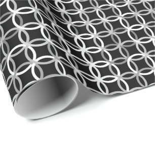 Mid-Century Moderne cirkels, zwart, wit en grijs Cadeaupapier