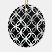 Mid-Century Moderne cirkels, zwart, wit en grijs Keramisch Ornament (Links)