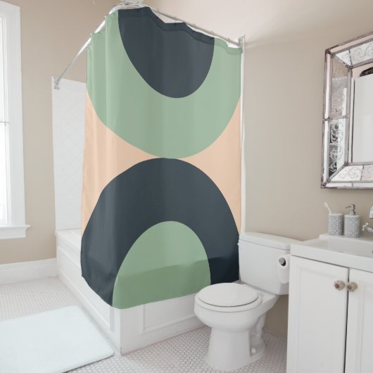 Mid-Century Moderne citroenkruid Douchegordijn (In situ)