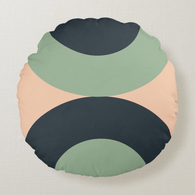 Mid-Century Moderne citroenkruid Rond Kussen (Voorkant)