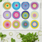 Mid Century Moderne Colorful Circles Patroon Theedoek (Gevouwen)
