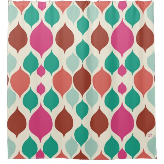 Mid Century Moderne Colorful Geometric Douchegordijn (Voorkant)