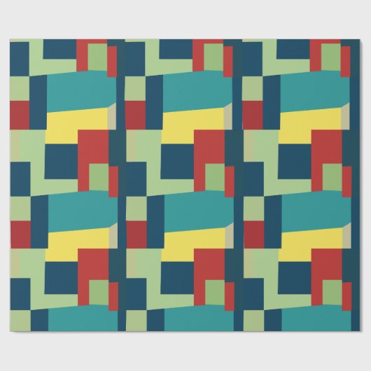 Mid Century Moderne Colorful Geometric Pattern Cadeaupapier (Vlak)