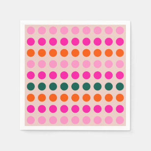 Mid Century Moderne Colorful Geometric Polka Dots Servet