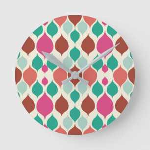 Mid Century Moderne Colorful Geometric  Ronde Klok