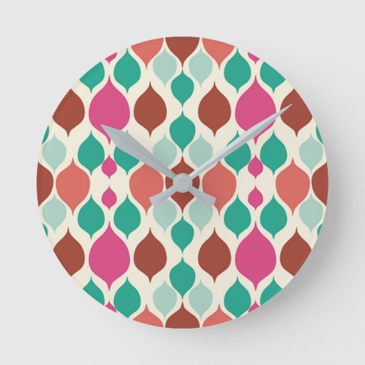 Mid Century Moderne Colorful Geometric  Ronde Klok (Voorkant)