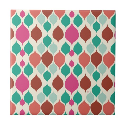 Mid Century Moderne Colorful Geometric Tegeltje (Voorkant)