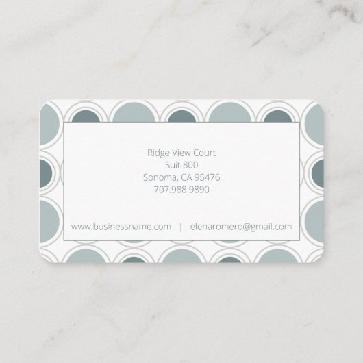 Mid Century Moderne Concentric Circles Designer Visitekaartje (Achterkant)