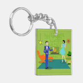 Mid Century Moderne Couple AcrylSleutelhanger Sleutelhanger (Voorkant Links)