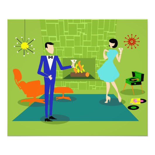 Mid Century Moderne Couple-fotopapier Foto Afdruk (Voorkant)