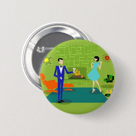 Mid Century Moderne Couple Round Button (Voorkant /achterkant)