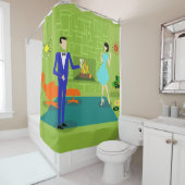 Mid Century Moderne Couple Shower Curtain Douchegordijn (In situ)