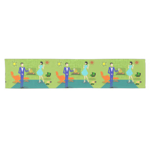 Mid Century Moderne Couple Table Runner Korte Tafelloper