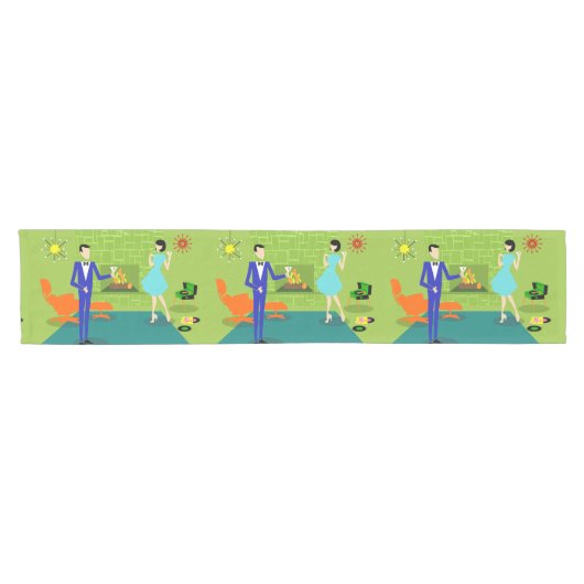 Mid Century Moderne Couple Table Runner Korte Tafelloper (Horizontaal)