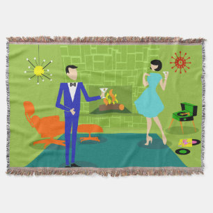 Mid Century Moderne Couple Throw Blanket Deken
