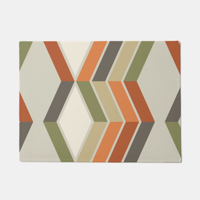 Mid Century Moderne Diagonaal Stripes Groen Sinaas Deurmat (Voorkant)