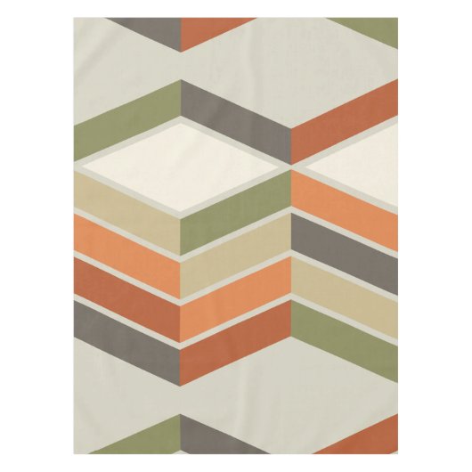 Mid Century Moderne Diagonaal Stripes Groen Sinaas Tafelkleed (Voorkant)