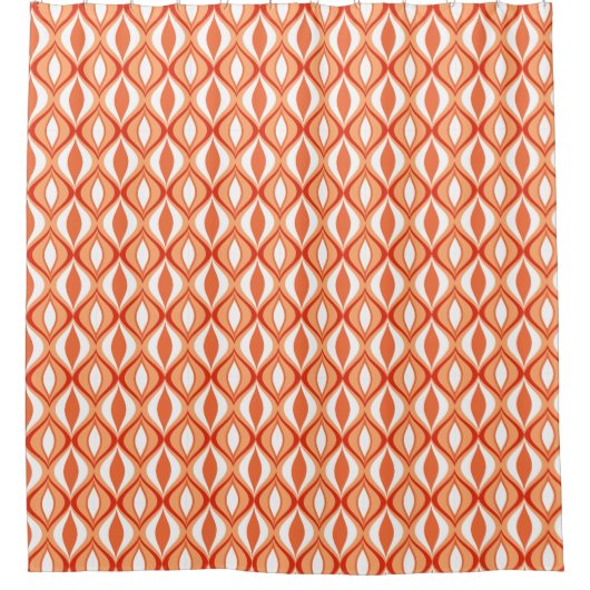 Mid-Century Moderne diamanten, Oranje en wit Douchegordijn (Voorkant)