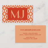 Mid-Century Moderne diamanten, Oranje en wit Visitekaartje (Voorkant / Achterkant)