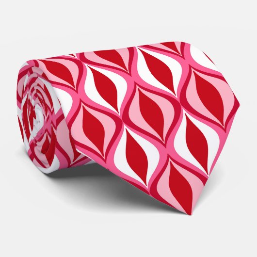 Mid-Century Moderne diamanten, rood, roze en wit Stropdas (Opgerold)