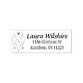 Mid Century Moderne Diamanten Starburst Naam Adres Rubberstempel (Afrduk)