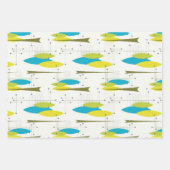 Mid Century Moderne diamanten, vis, avocado-groen Inpakpapier Vel (Voorkant 3)