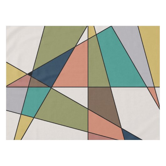 Mid Century Moderne Driehoek Abstract Tafelkleed (Voorkant (Horizontaal))