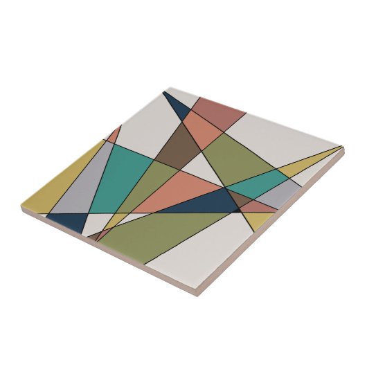 Mid Century Moderne Driehoek Abstract Tegeltje (Zijkant)