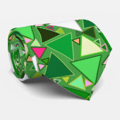 Mid-Century Moderne driehoeken, Lime Green Multi Stropdas (Opgerold)