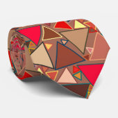 Mid-Century Moderne driehoeken, Taupe, Brown, Red Stropdas (Opgerold)