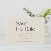 Mid Century Moderne Elegant Geometric Black Ecru Save The Date (Staand voorkant)