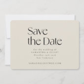 Mid Century Moderne Elegant Geometric Black Ecru Save The Date (Voorkant)