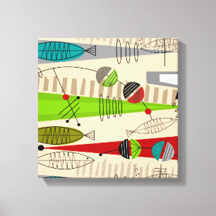 Mid Century Moderne Fish Art Abstract Canvas Afdruk