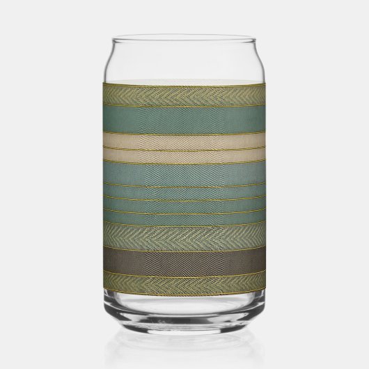 Mid Century Moderne gedempte strepen Print Blikvorm Glas (Voorkant)