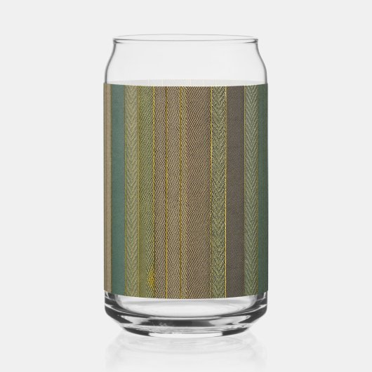 Mid Century Moderne gedempte strepen Print Blikvorm Glas (Links)