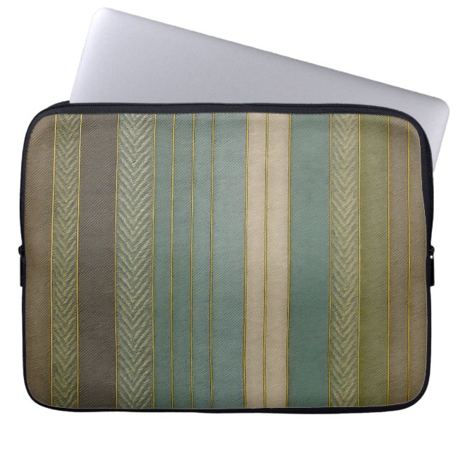 Mid Century Moderne gedempte strepen Print Laptop Sleeve (Voorkant)