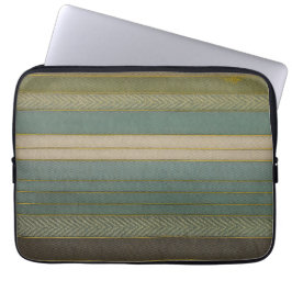 Mid Century Moderne gedempte strepen Print Laptop Sleeve