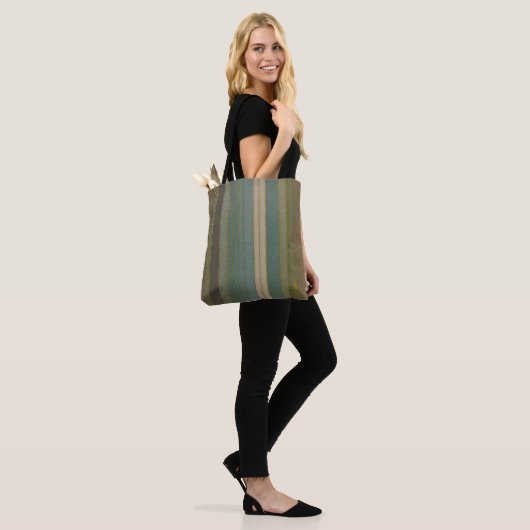 Mid Century Moderne gedempte strepen Print Tote Bag (Op model)