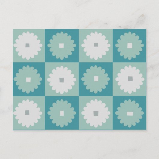 Mid Century Moderne Geometric Flowers Briefkaart (Voorkant)