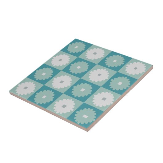 Mid Century Moderne Geometric Flowers Ceramic Tile Tegeltje (Zijkant)