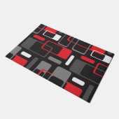 Mid-century moderne geometrie zwart / grijs / rood deurmat (Schuin)