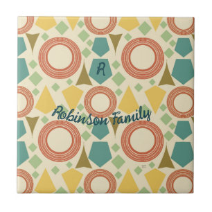 Mid Century Moderne Geometrische Geometrische Kleu Tegeltje